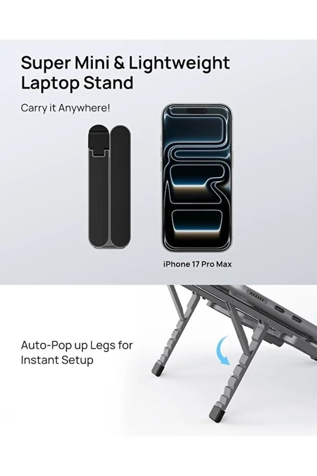 Foldable Adjustable Laptop Stand – Portable Ergonomic Notebook Riser - 4