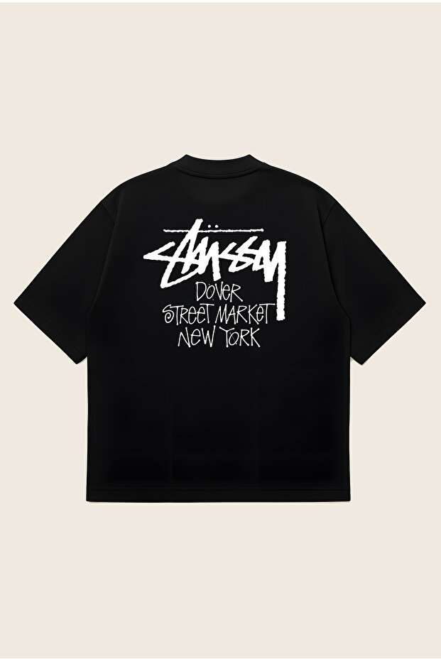 Stussy Dover Printed Oversize Boxy Cut Unisex 100% Cotton Printed Tshirt | Streetwear