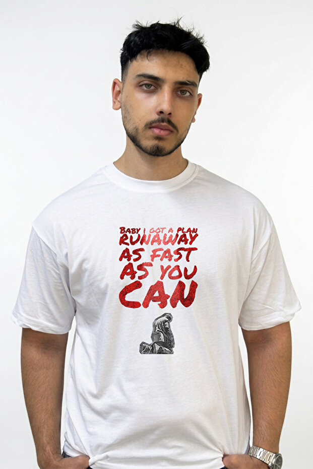 Kanye Runaway Design Printed Oversize White T-Shirt