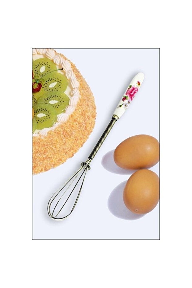 Mini Porcelain Handle Metal Whisk 19 Cm, Durable and Stylish Design