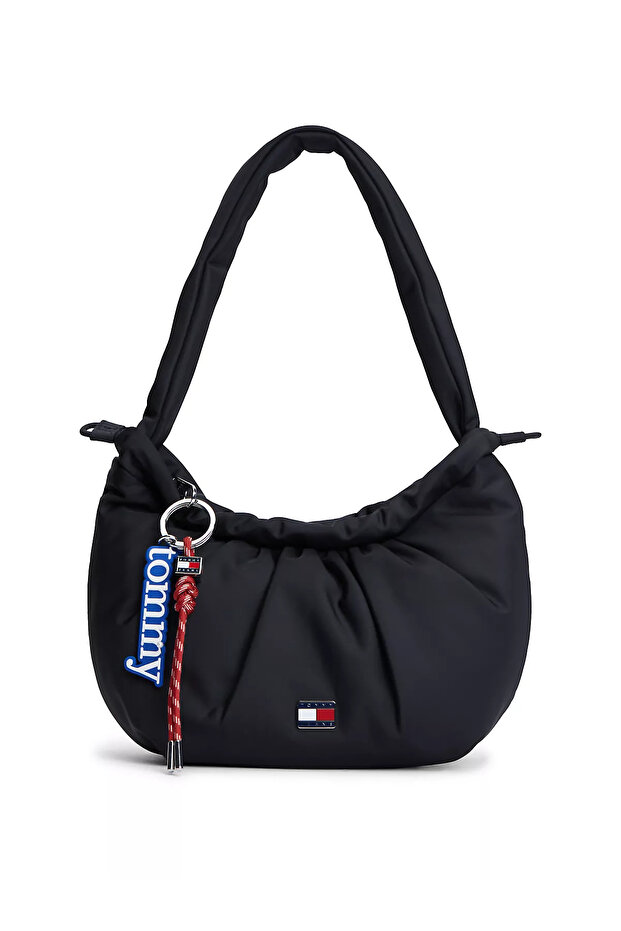 Women's Tommy Jeans Branded Cotton Bucket Cut Black Shoulder Bag
