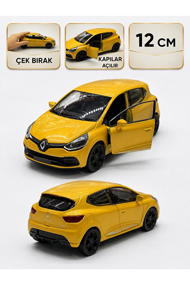 1:36 Scale Renault Clio Rs Metal Model Car Yellow