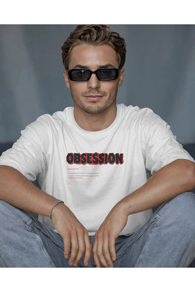 تي شيرت أبيض عادي للجنسين من Obsession