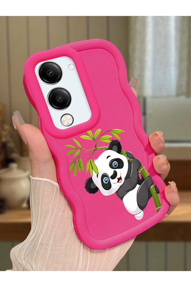 Vivo Y29T 5g Compatible Case Camera Protector Red Silicone Couple Phone Case Panda Pattern
