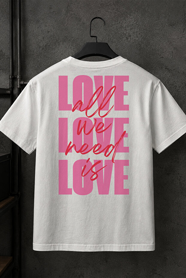 Love Mood Design 100% Cotton Half Oversize White T-Shirt