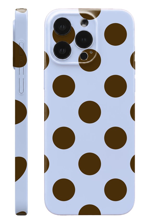 iPhone 14 Pro Max Coffee Polka Dot Protect Slim Glossy Full Covering Print Camera Protected Phone Case