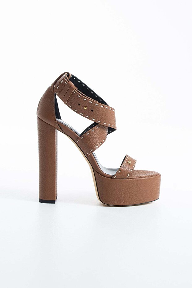 Women's Genuine Leather Platform Shoes Tan