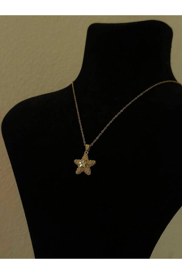 Stone Star Design Elegant Gold Color Necklace