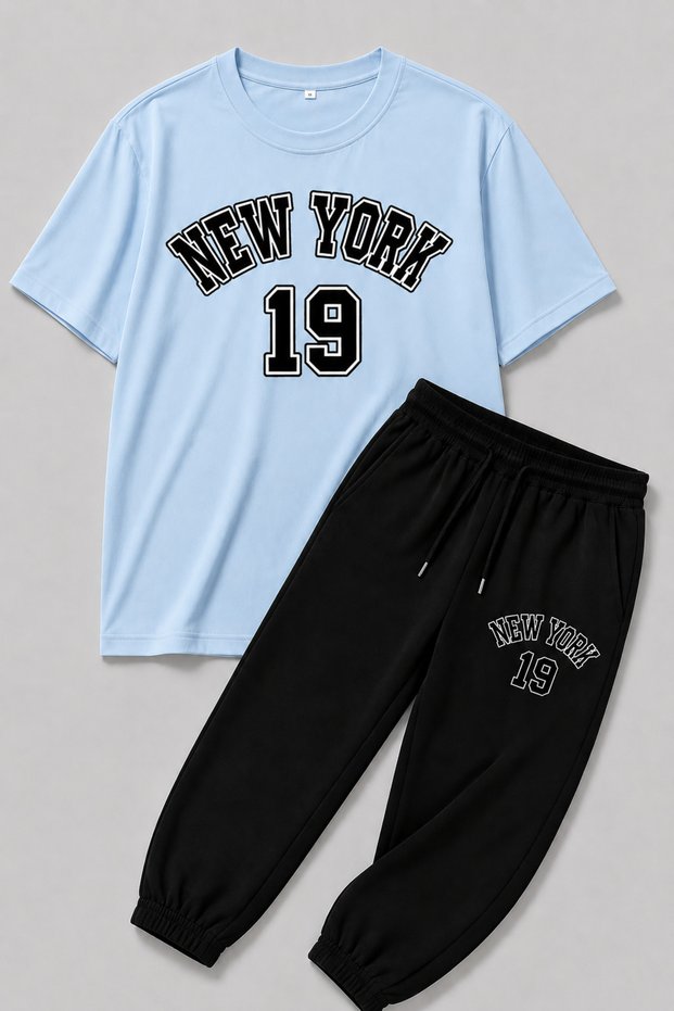 New York 19 Printed Sweatshirt and T-Shirt Set