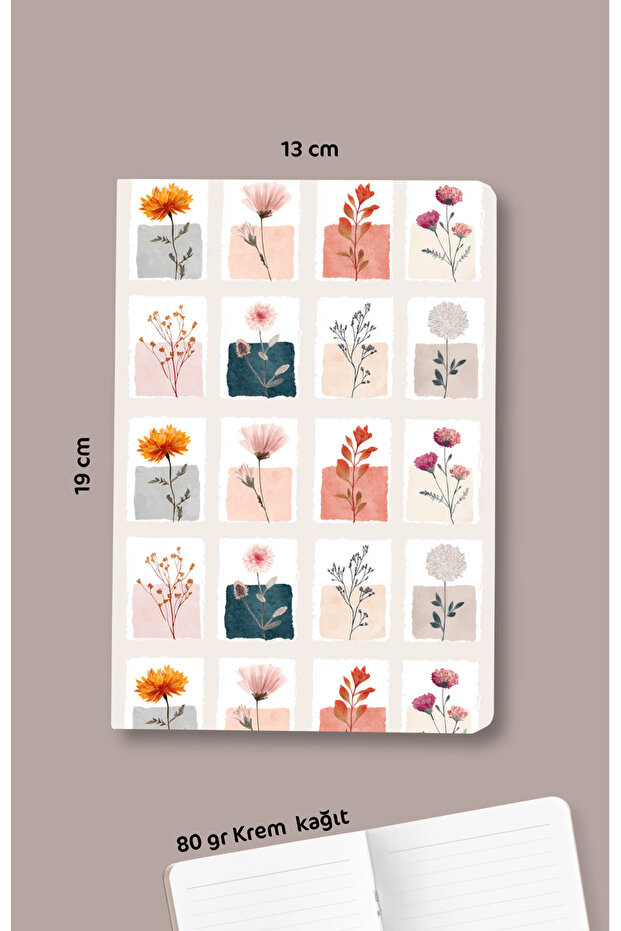 Aşbab - Bag Size Striped Notebook - Collage Flowers