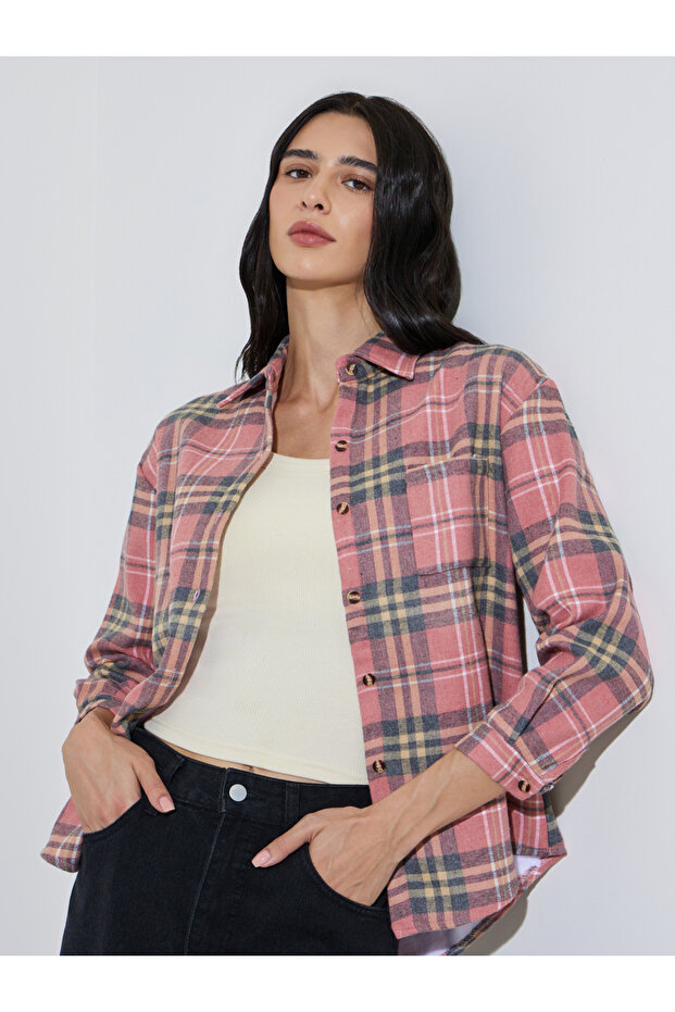 Pink Plaid Buttoned Shacket