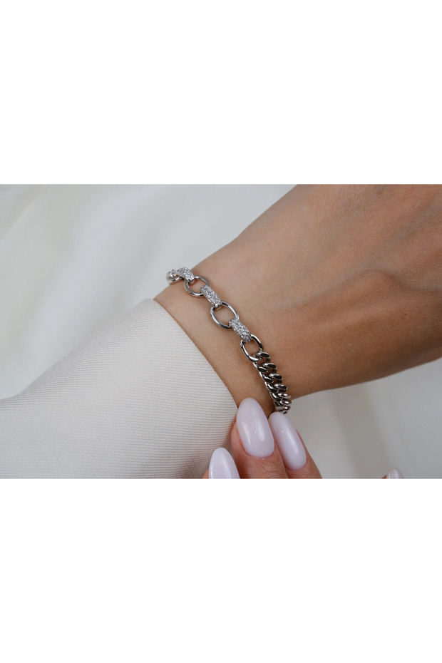 Blk331 Oval Ring Zircon Detail Bracelet (17 cm + 2 cm Extension)