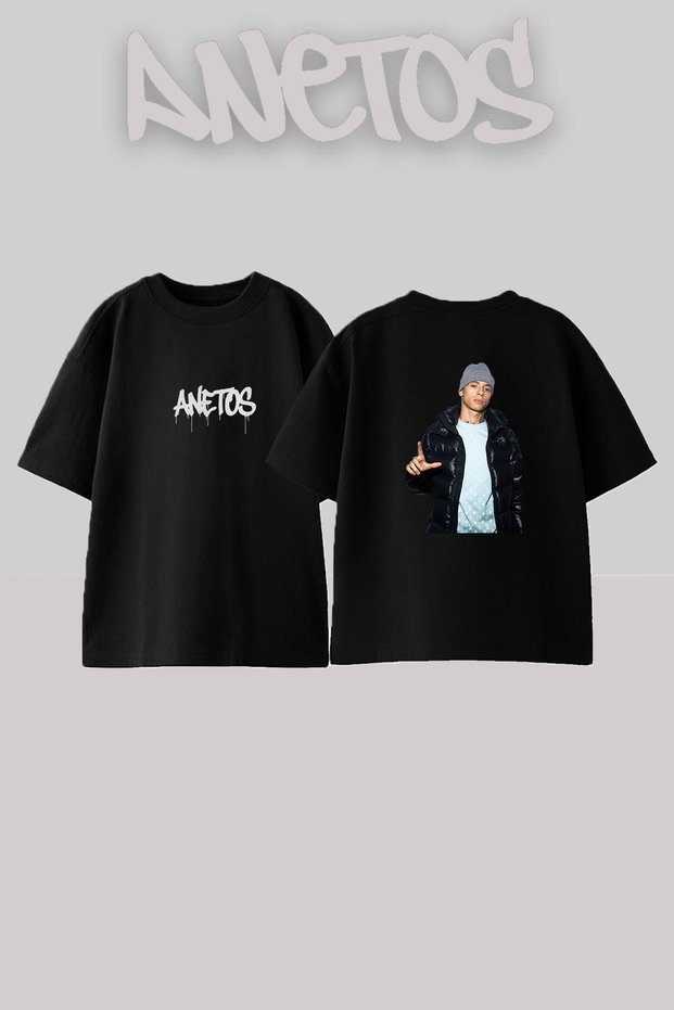 تي شيرت أسود كبير الحجم مطبوع بتصميم Central Cee_19 للجنسين
