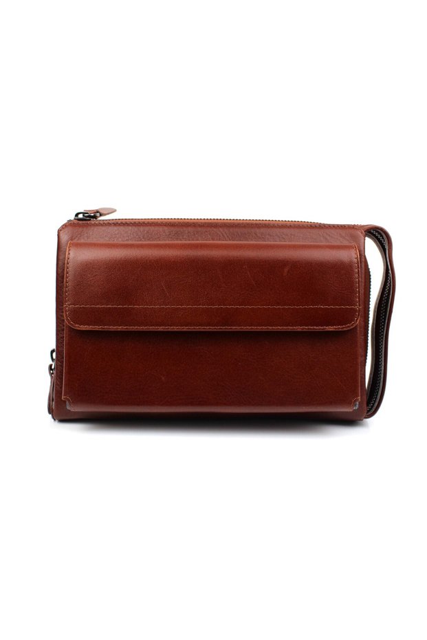 Men's Genuine Leather Claret Red Handbag Clutch Portfolio Bag
