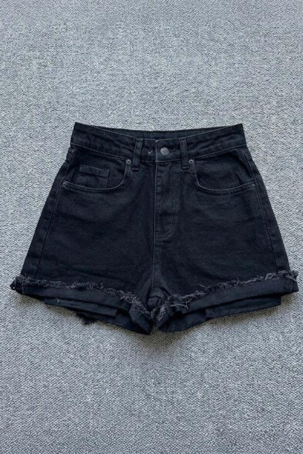 Folded Detail Y2K Short Denim Shorts