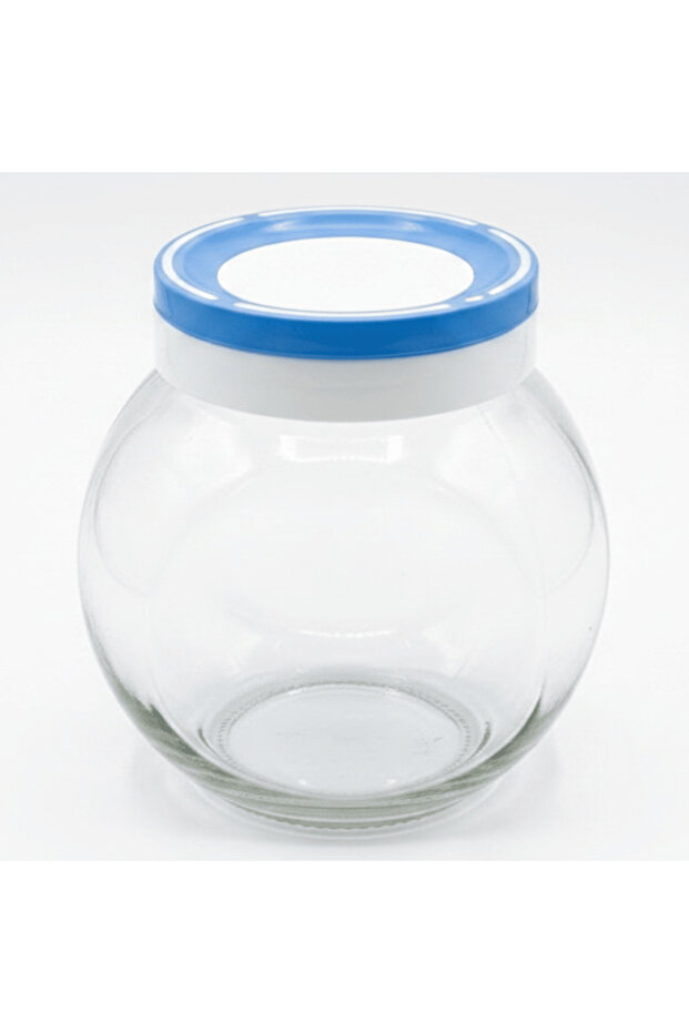 Fourlines Round Glass Jar with Airtight Plastic Lid – 750 ml |Blue