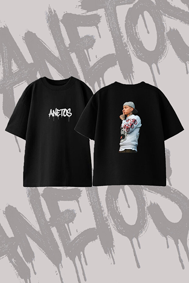 Central Cee_12 Design Printed Oversize Crew Neck T-Shirt Black