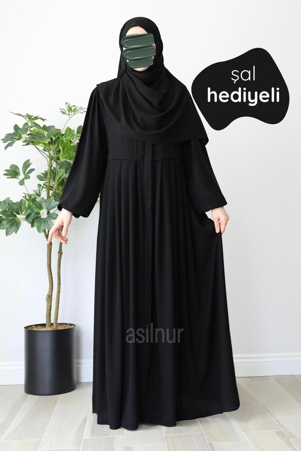 طقم شال ميفا المطوي مع هدية باللون الأسود