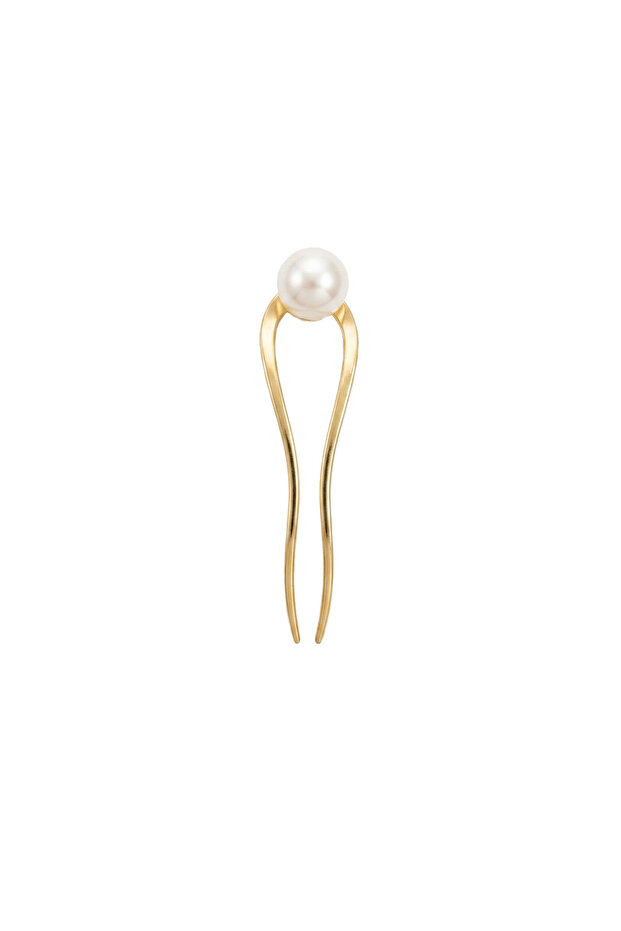 Gold Metal Pearl Hair Clip