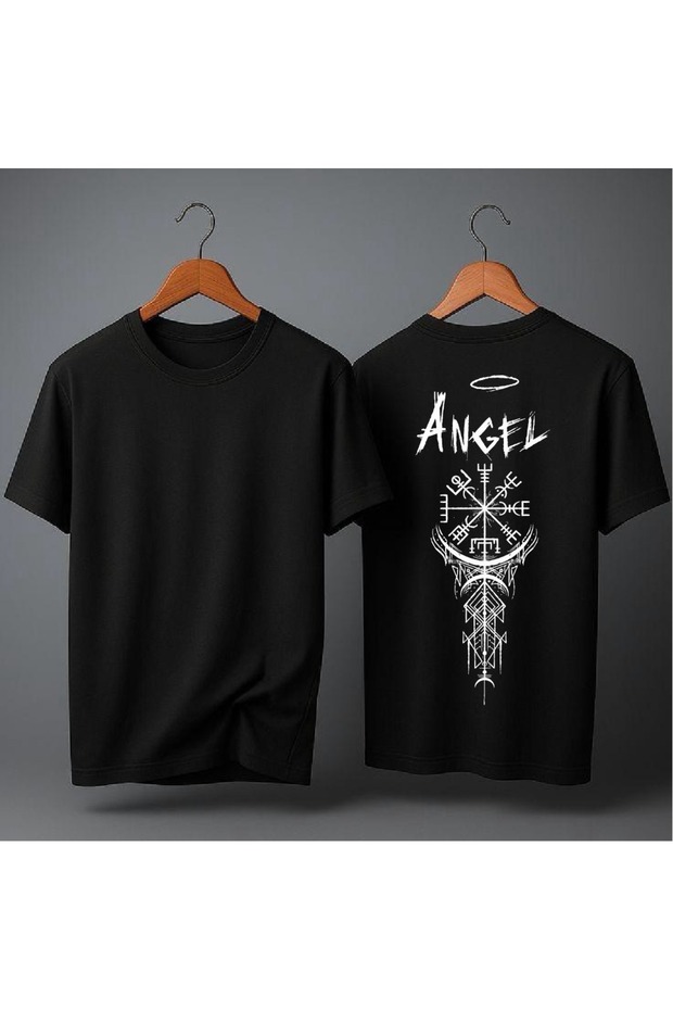 Attention-Getting Printed Oversized T-Shirt with Angel Design