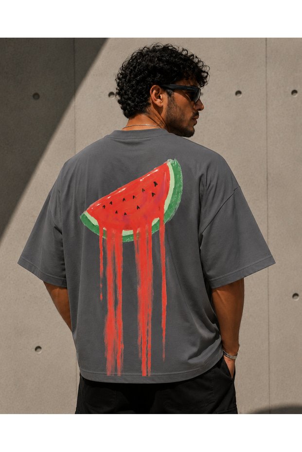 Palestine Watermelon Printed Oversize Unisex T-Shirt – Minimal Streetwear Graphic Design