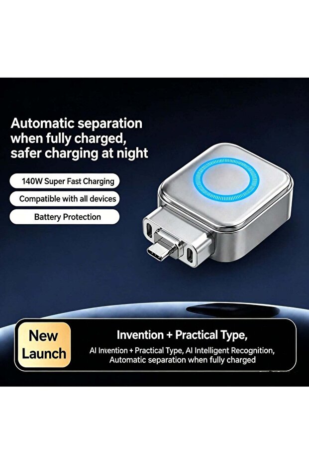 USB-C Auto Eject Charging Adapter with 140W Super Fast Charging and Battery Protection