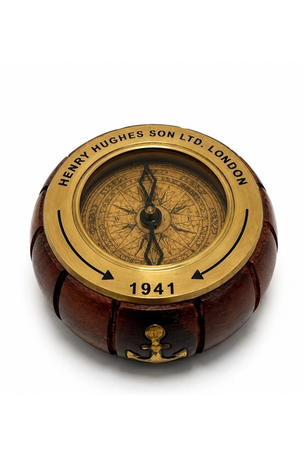 Wooden body brass compass 3502