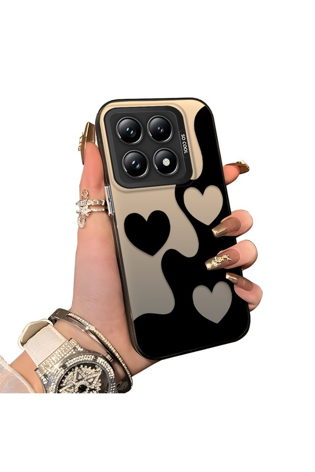 Mi 14t Pro 5g Compatible Silicone Edge Hard Back Case Couple Phone Case Heart Pattern