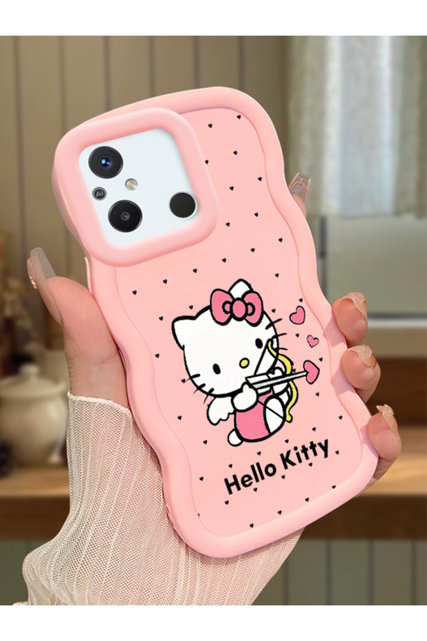 Redmi 11A Compatible Case Camera Protector Pink Silicone Couple Phone Case Kitty Pattern