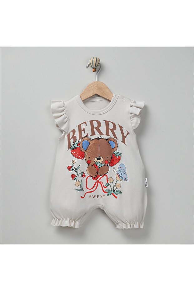Baby Girl Jumpsuit with Teddy Bear Patterned Shorts