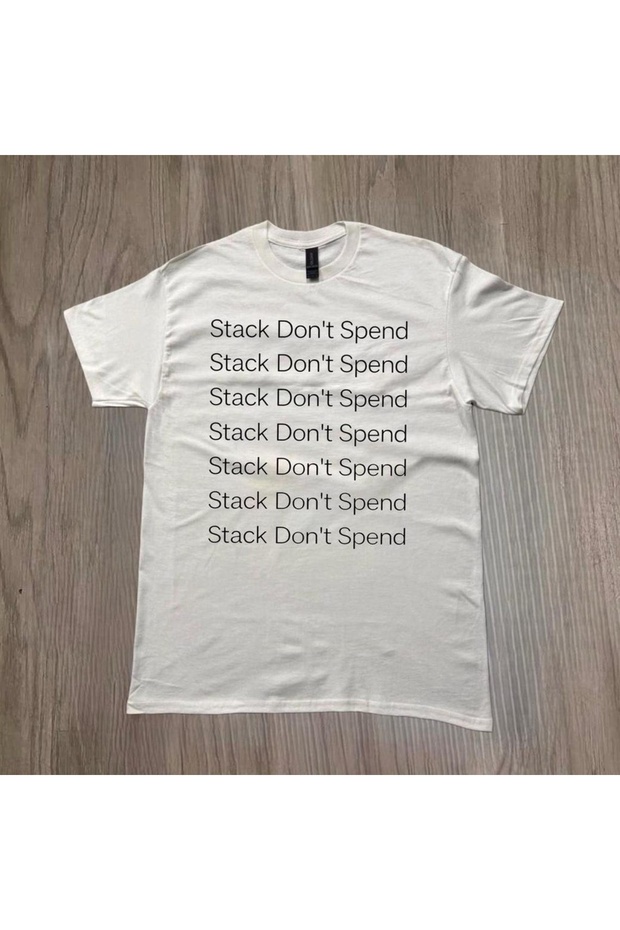 تي شيرت مطبوع عليه "Stack Dont Spend" للجنسين مقاس كبير