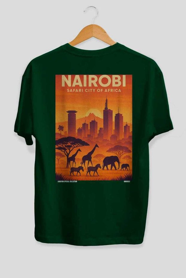 Nairobi Africa Green Oversize Country City Back Printed Unisex T-Shirt 100% Cotton Premium