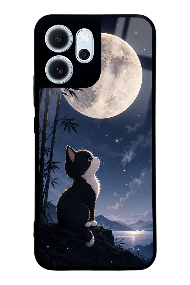 Oppo Reno 14F Moon Guardian Kitty Design Glossy Phone Case