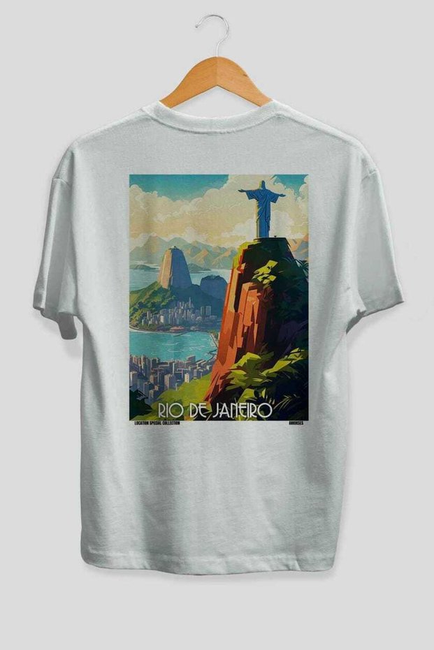 Rio De Janeiro White Oversize Country City Back Printed Unisex T-Shirt 100% Cotton Premium