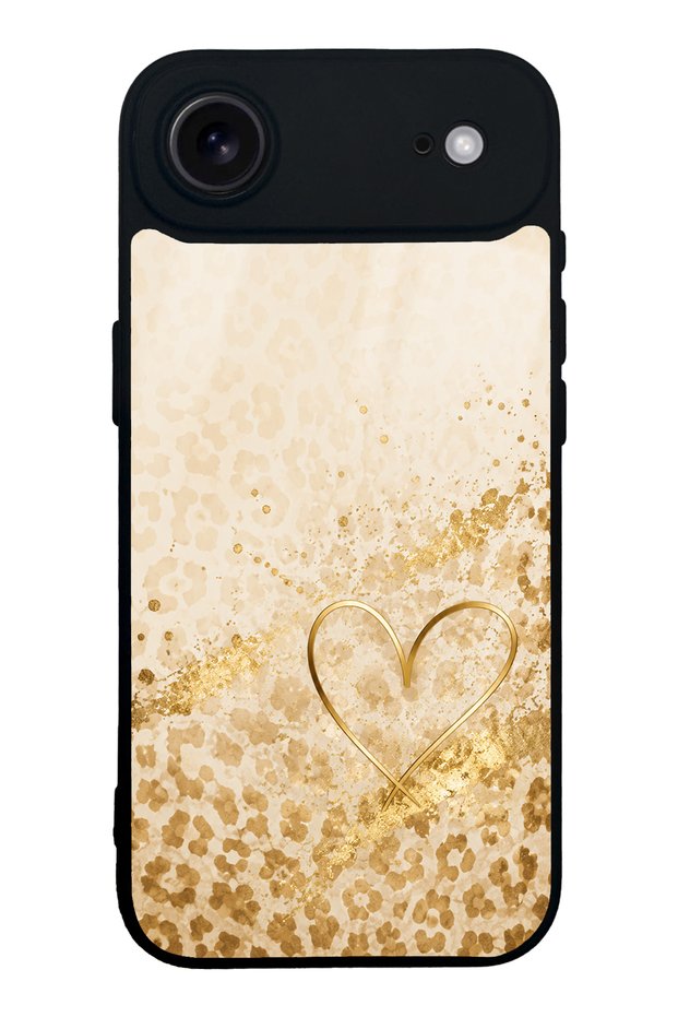 iPhone 17 Air Golden Heart Glow Design Glossy Phone Case