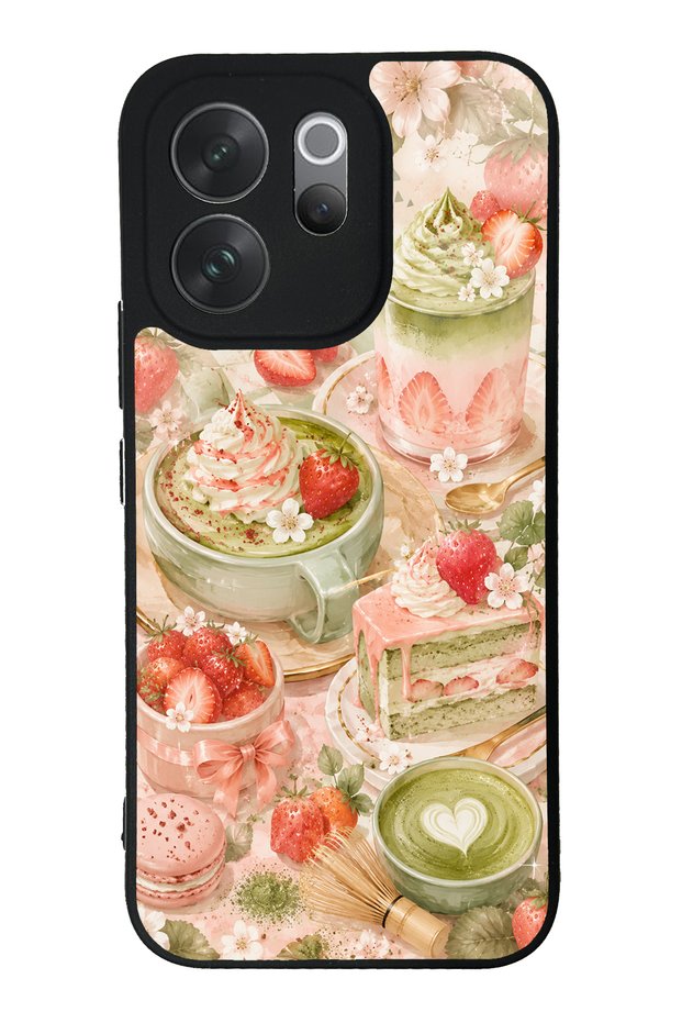 Vivo V70 Blush Matcha Garden Design Glossy Phone Case