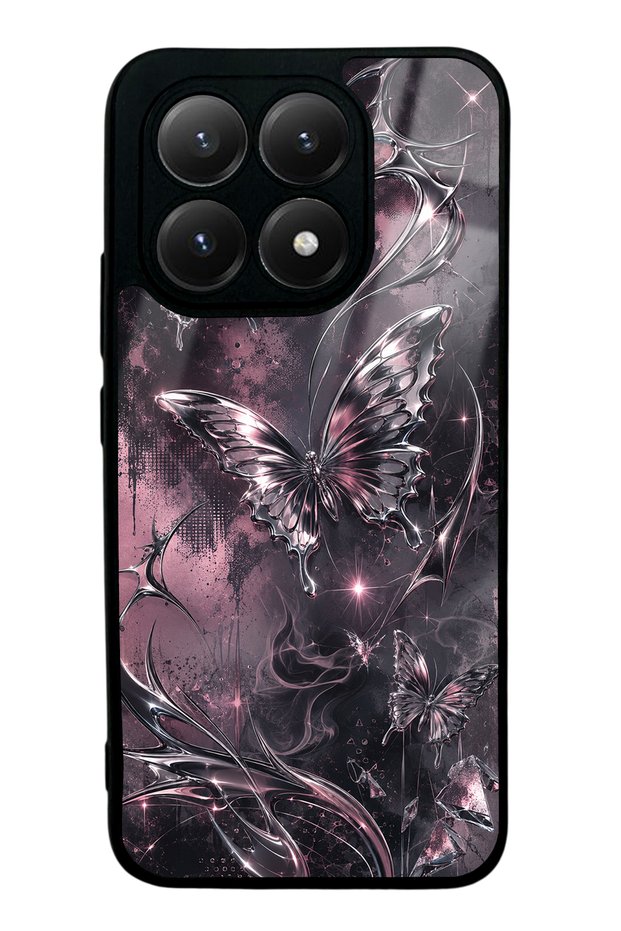 Xiaomi Mi 15t Rose Chrome Butterfly Design Glossy Phone Case