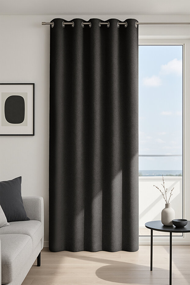 Ibiza Anthracite Custom Size Background Curtain 100X250 Without Pleats