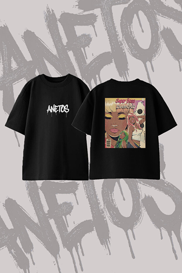 Nicki Minaj Super Bass Design Back Printed Cotton Black Oversize T-Shirt