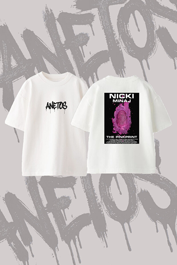 Nicki Minaj Pinkprint Design Back Printed Cotton White Oversize T-Shirt