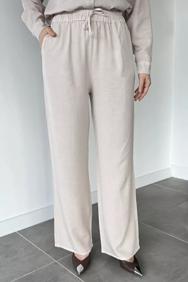 Women's Tensel Palazzo Pants with Elastic Waist