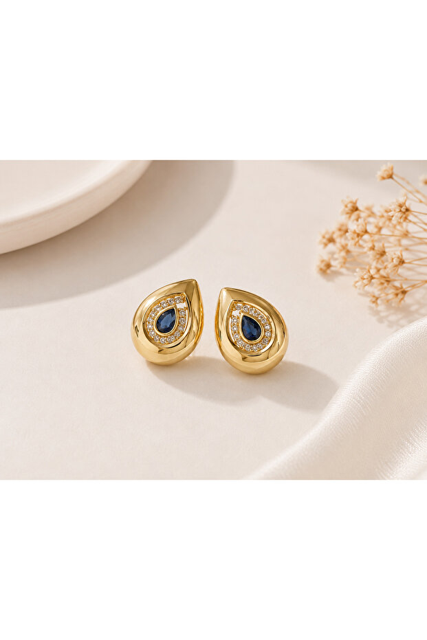 Zircon Stone Blue Drop Gold Xuping Clip-On Women's Earrings