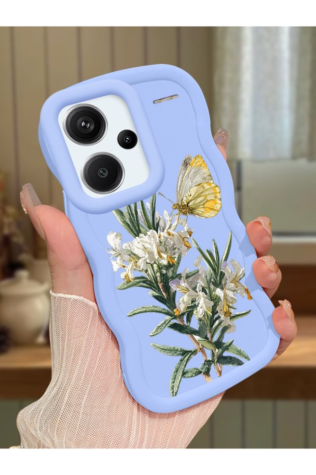 Redmi Note 13 Pro Plus 5g Compatible Case with Camera Protector Blue Silicone Couple Phone Case Butterfly Pattern