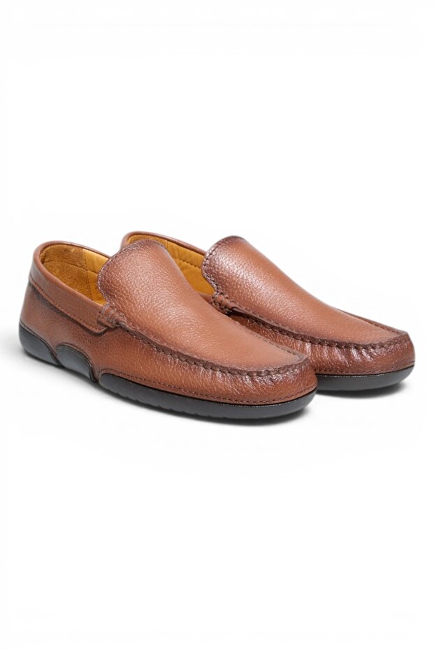 Brown Floter Brown Coffee Color Laceless Genuine Leather Men's Shoes