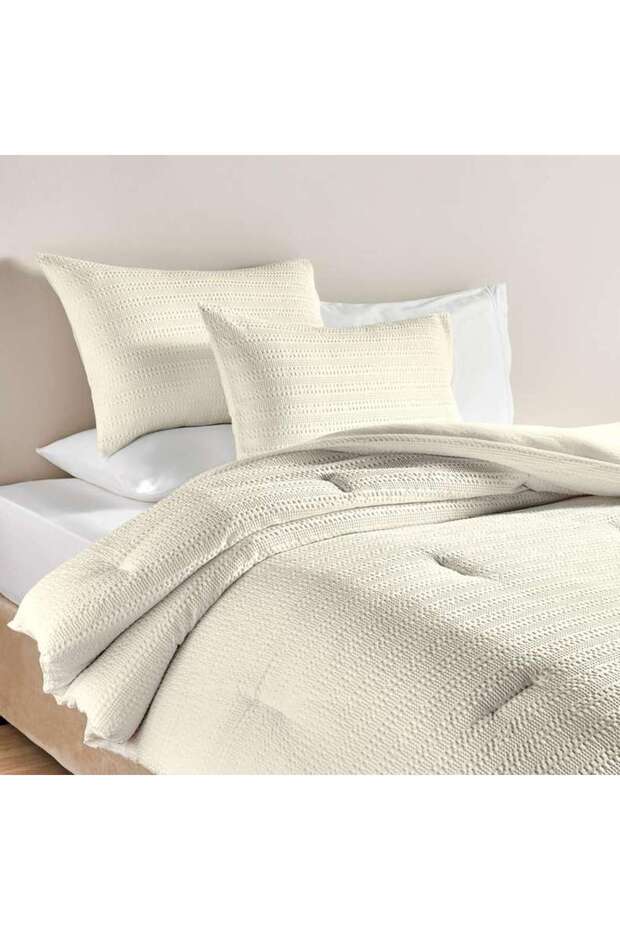 Waffle Stripe 3- piece Full Comforter Set 160x240cm - Linen