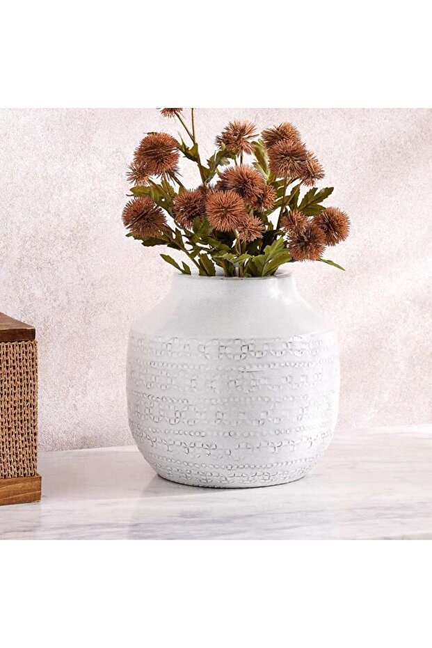 Sandrine Ceramic Vase 22x22x20cm- White