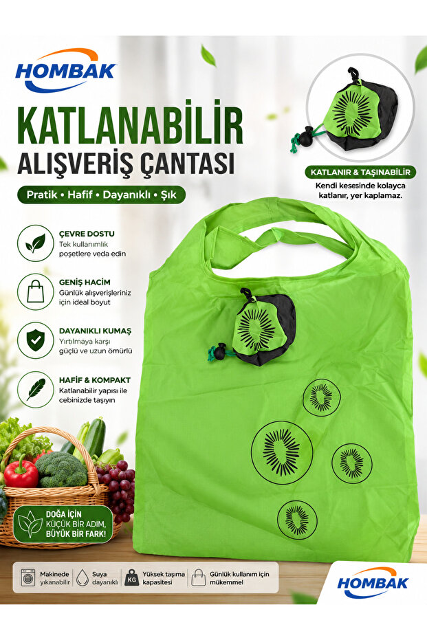 Foldable Shopping Beach Bag 38X58 cm – Portable Orange Pouch Design, Washable, Eco-Friendly Cloth Grocery Bag