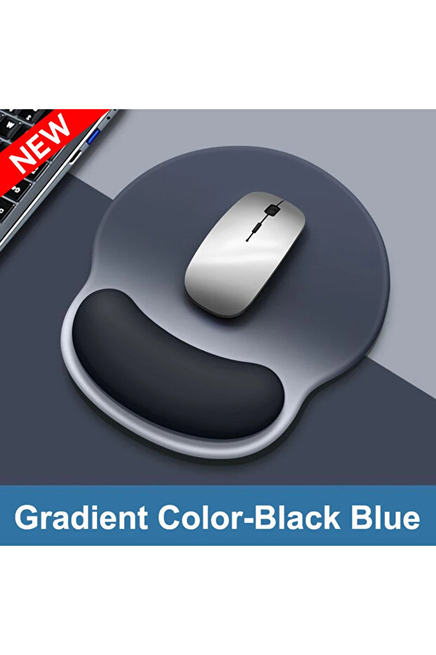 XS Black Blue-NEW Gradient Non-slip Mouse Pad, Soft Foam Desktop Mat with Wrist Rest, Comfort Gradie