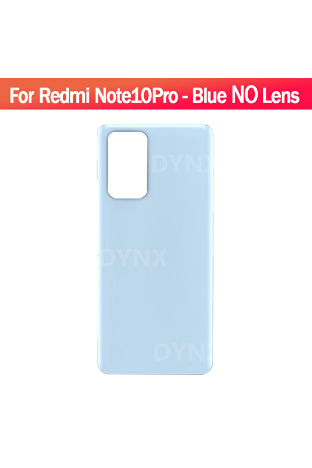 غطاء خلفي زجاجي جديد لهاتف Redmi Note 10 Pro (لون أزرق) - غطاء بطارية خلفي بدون عدسة