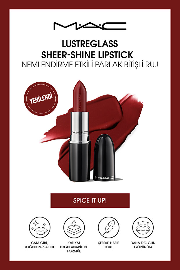 Lustreglass Sheer-Shine Lipstick - Glossy Finish Lipstick with Moisturizing Effect - Spice It Up!